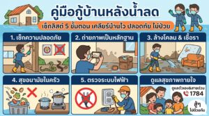 คู่มือกู้บ้านหลังน้ำลด: เช็กลิสต์ 5 ขั้นตอน เคลียร์บ้านไว ปลอดภัย ไม่ป่วย